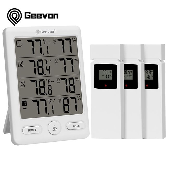 Digital Thermometer Clock Temperature Wireless Transmitter Meter Indoor/ Outdoor