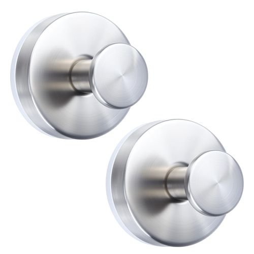 WellMade 2 Pack Brushed Stainless Steel Suction Cup Hooks for Shower, Bathroom, Kitchen, Waterproof & Rustproof Wall Hooks for Glass, Tile, Mirror