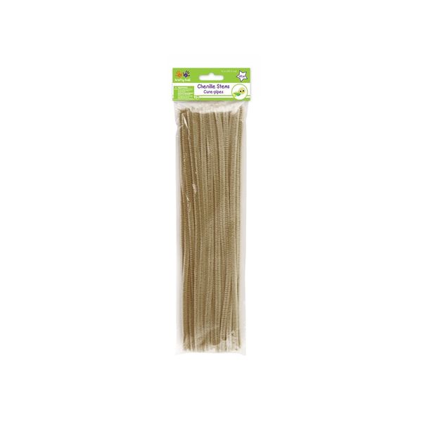 Krafty Kids GC024A, Chenille Stems, Pipe Cleaners, 6mm by 12in, Beige, 40-Piece, 1/4" x 12" X Count