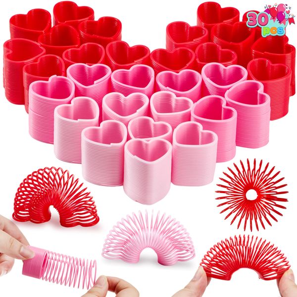 JOYIN 30 Packs Valentine’s Day Party Favors with Mini Springs Toys, Multi-Color Heart Coil Springs Toys, Stress Relief Fidget Toys for Kids Classroom Exchange, School Prize and Goodie Bag Stuffers