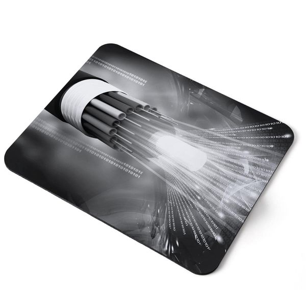 Computer Mouse Mat Pad - BW - Binary Code Computer Tech Home Office PC Desk Accessory Flexible Fabric Top Large 5mm Laptop Desktop Printed Art Ergonomic #39335