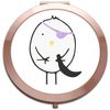 Doodle style pirate bird with patch compact pocket mirror - rose gold round circle shape