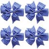 School Gingham Cross Hatch Hair Bows Clips Slides Grips 3" inch Solid Vibrant Colours Hairbows 4 Pack (Royal Blue)