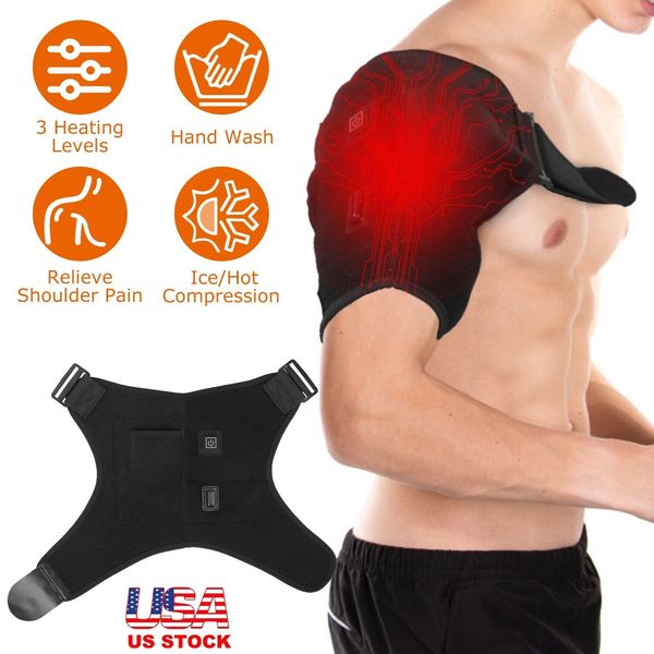 Electric Heated Shoulder Brace Heating Pad Therapy Shoulder Winter Heating Wrap