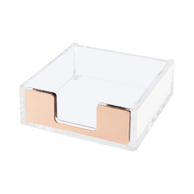 Rose Gold Sticky Note Holder Clear Post Note Holder Acrylic Memo Pad Holder Notpad Dispenser for Office Home School Elegant Desk Accessory