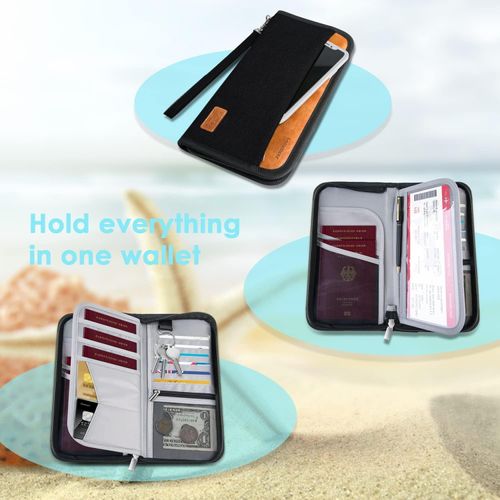 Looxmeer Travel Wallet, Family Passport Holder, Travel Documents Organizer, Durable Passport Case with RFID Blocker for Men, Women, Black&Brown