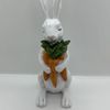 RAZ Imports White Bunny With Carrot Bunch For Spring Perfect Easter Decor 8”