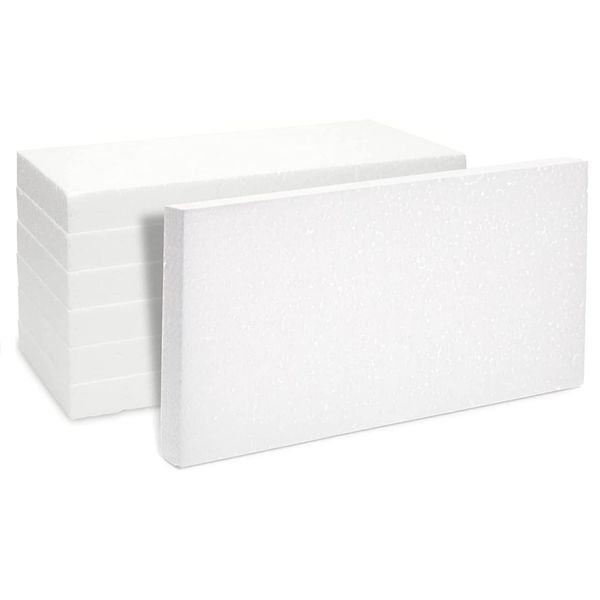 7 Pack Craft Foam Blocks 43 x 28 x 2.5 cm Rectangle Polystyrene Foam Bricks Bulk, White Styrofoam Blocks Foam Sheet for Art Sculpting Flower Arrangements School Project Centerpieces