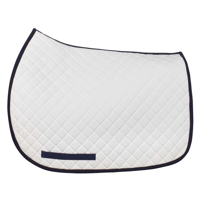 TuffRider Basic All Purpose Saddle Pad W/Trim - White/Navy Standard