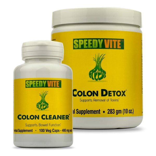 SpeedyVite Complete Colon Detox & Cleanse Set (10oz Powder Detox, 100 Veg Cap Cleanse)