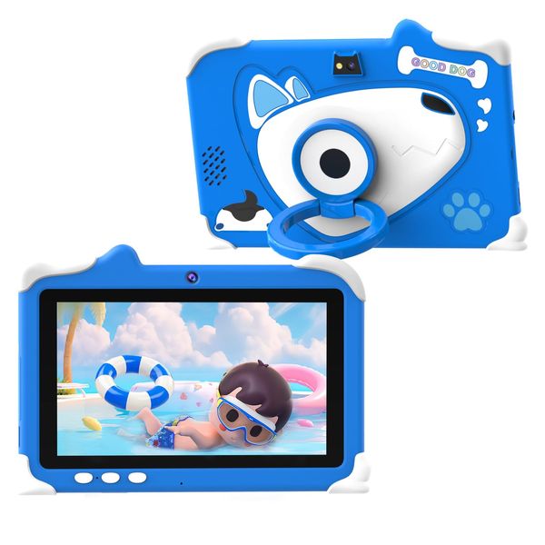 Kids Tablet, 7 inch Android 12 Tablet for Kids, 4GB RAM 32GB ROM Toddlers Tablet with Shockproof Case, Parental Control, Education, 2MP+5MP Dual Camera, Safety Eye IPS Screen for Boys/Girls, Blue