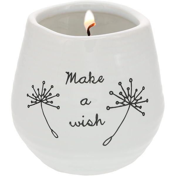 Pavilion - Make a Wish White Ceramic Soy Serenity Scented Candle, 8 oz