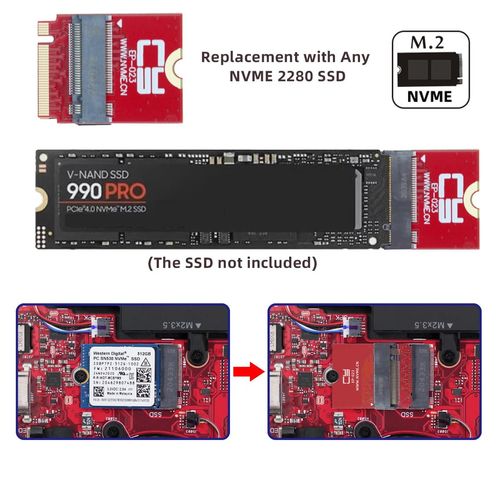CY Card Adapter NVME M-Key 22x30mm to 22x80mm Reverse NGFF Extension SSD Upgrade Adapter Compatible with ROG Flow X13 Gamings Laptop