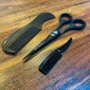 STONLI® 5" Beard and Moustache Scissors with Comb & Pouch - Small Hairdressing Scissors - Nose, Ear & Eyebrows Hair Scissors (Black)
