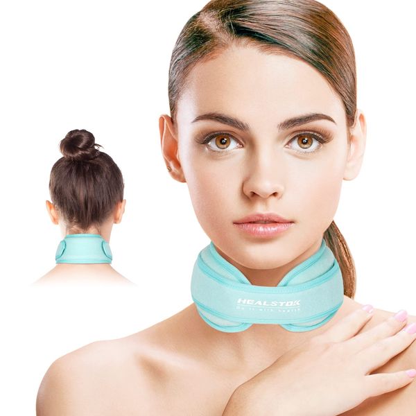 Neck Ice Pack Wrap,Cervical Ice Pack,Cold Compress Ice Packs for Neck Injuries Reusable Cold & Hot Therapy Adjustable Flexible Gel Migraine Ice Head Wrap for Neck Pressure. (Ice Blue)