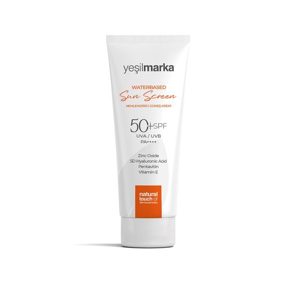 Yeşilmarka Feuchtigkeitsspendender Sonnenschutz auf Wasserbasis, LSF 50, mit Breitband-UVA/UVB- und Blaulichtschutz, angereichert mit Zinkoxid, 5D-Hyaluronsäure, Pentavitin, Vitamin E, 50 ml