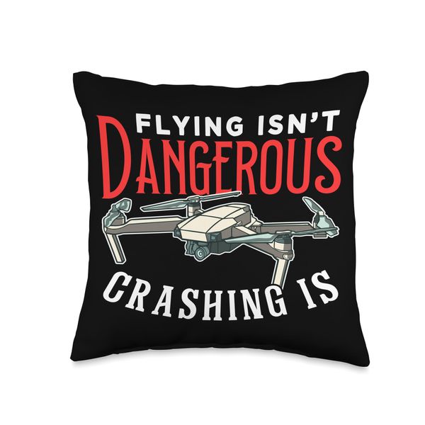 Flying And Crashing Camera Drones Quadcopter Throw Pillow