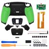 eXtremeRate Green Rubberized Grip Programable Rise Remap Kit for PS5 Controller BDM-030 040 050, Upgrade Board & Redesigned Black Back Shell & Back Buttons - Controller NOT Included
