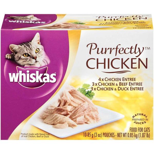 WHISKAS PURRFECTLY Chicken Variety Pack Wet Cat Food 3 Ounces (10-Counts) by Whiskas Wet Food