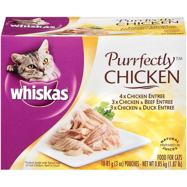 WHISKAS PURRFECTLY Chicken Variety Pack Wet Cat Food 3 Ounces (10-Counts) by Whiskas Wet Food