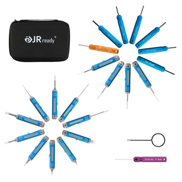 JRready ST5253-22-P Pin Extractor Tool Kit-22PCS Terminal Release Tools for Deutsch,AMP, Molex, Delphi, TE, JST, & More: Automotive & Computer Terminal Removal Tool Set