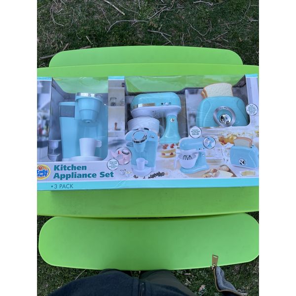 Kids Stuff Kitchen Appliance Set 3 Pack - Excite Coffee Mixer Toaster Kitchen
