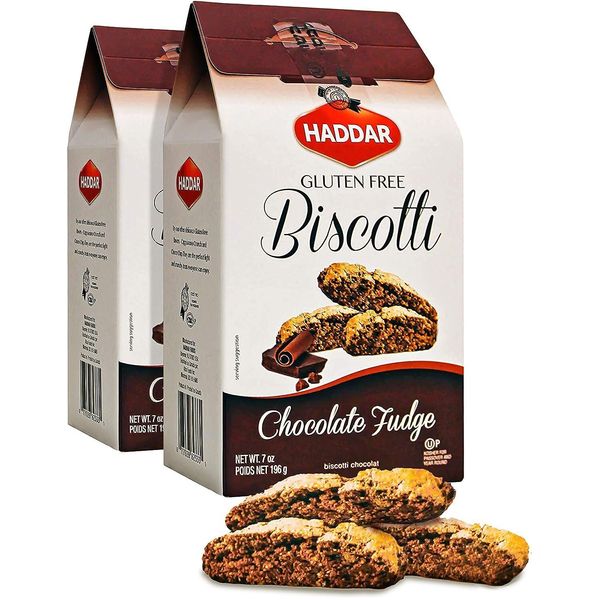 Haddar Gluten Free Chocolate Fudge Biscotti, 7oz (2 Pack) | Grain Free, Rich...