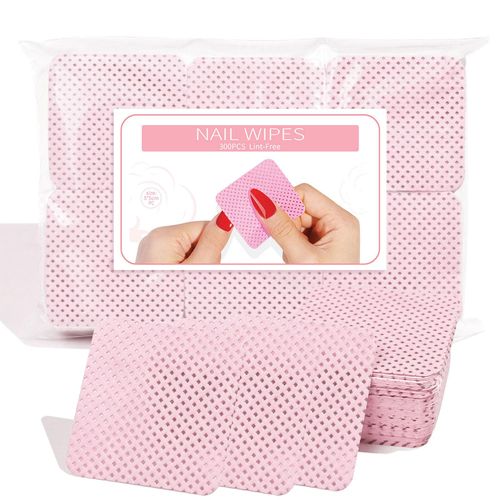 300 Pcs Lint Free Wipes For Nails, Shunshi Nail Wipe Pads, Lint Free Art UV Gel Polish Absorbent Remover Wipes for Diy Nail,Lint Free Wipes Nail Varnish Remover Pads Polish Pads(Pink)