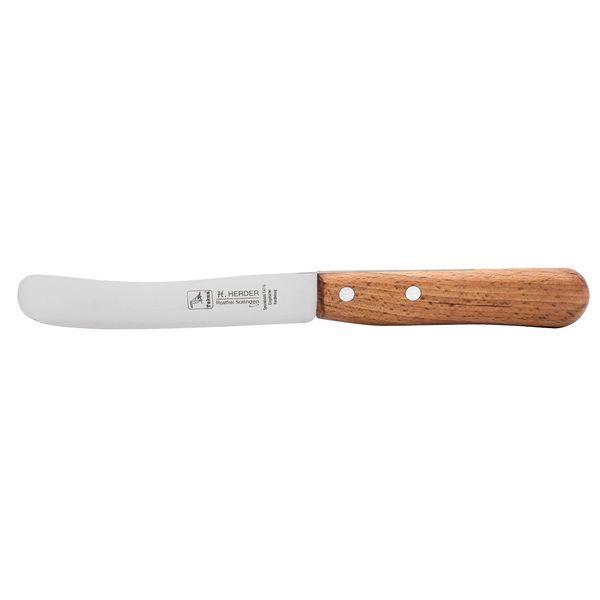 Herder Solingen Humpback Knife, Breakfast Knife, Bread Knife, Butter Knife, 22 cm, Special Steel, 1.5 mm Thick, Rustproof Beech, Real Hand Extraction