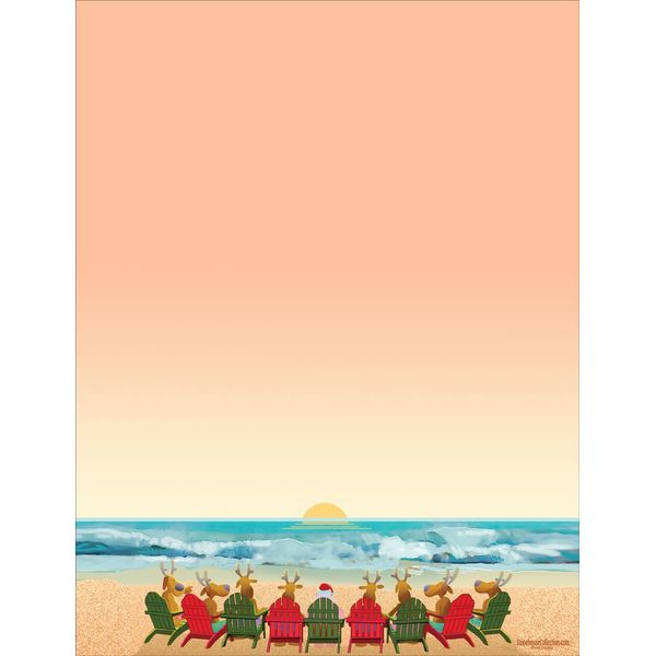 Beach Holiday Stationery - 8.5 x 11-60 Christmas Beach Letterhead Sheets (Beach)