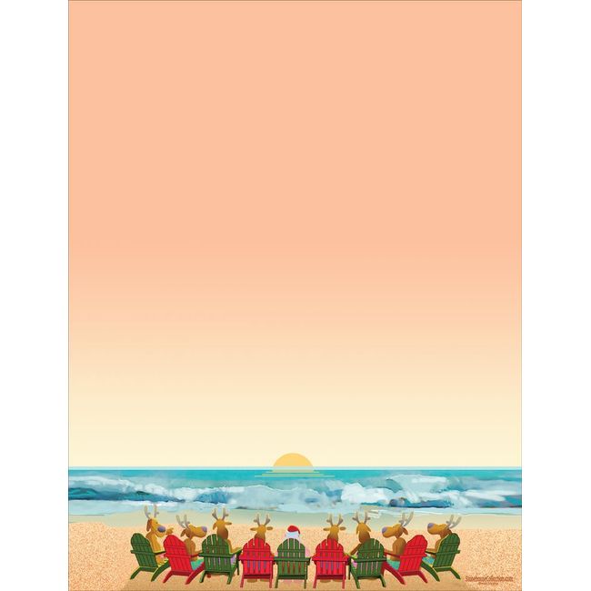 Beach Holiday Stationery - 8.5 x 11-60 Christmas Beach Letterhead Sheets (Beach)