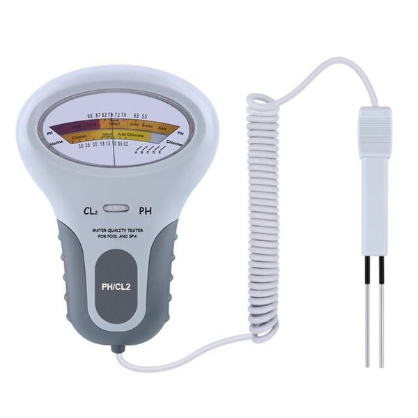 Water Quality Meter ph Meter Water Quality Test PC-102 pH Tester CL2 Swimming Pool Aquarium Water Quality Test Device For Chlorine Meter 2 in 1, [01] WHITE