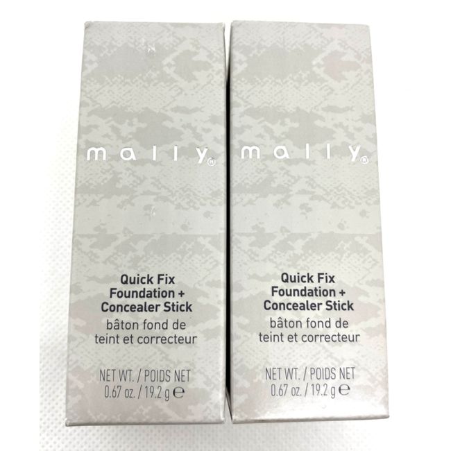 2-Pack Mally Quick Fix Foundation + Concealer Stick (Tan) 0.67oz (each) NEW!