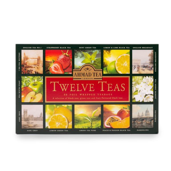 Ahmad Tea Variety Gift Box with 60 Foil Envelope Teabags, Twelve Teabags per Count