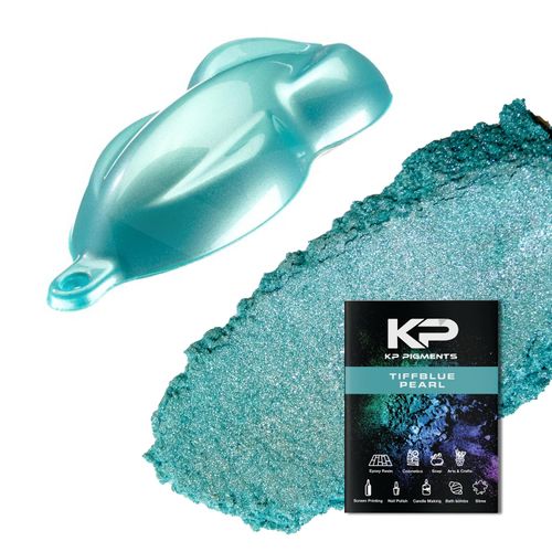 KP Pigments TiffBlue Pearlescent 100% Pure Fine Mica Powder - Naturally Pigmented Multipurpose DIY Arts and Crafts, Dye, Soap Making, Cosmetics, Epoxy Resin, Paint, and More! 25 Grams