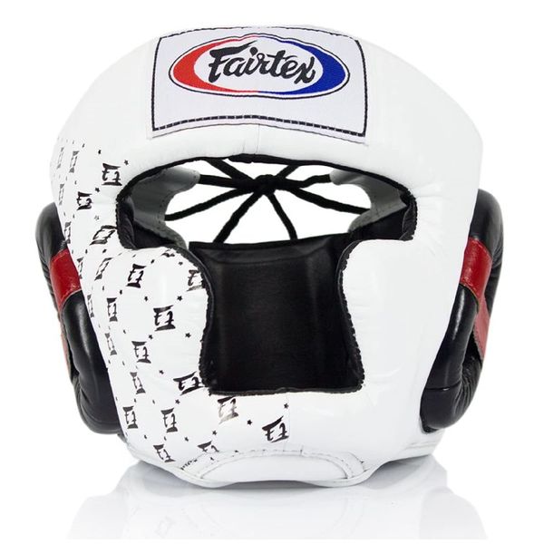 (Large, HG10 White) - Fairtex Headgear Head Guard Super Sparring HG3, HG10, HG13 Diagonal Vision for Muay Thai, Boxing, Kickboxing