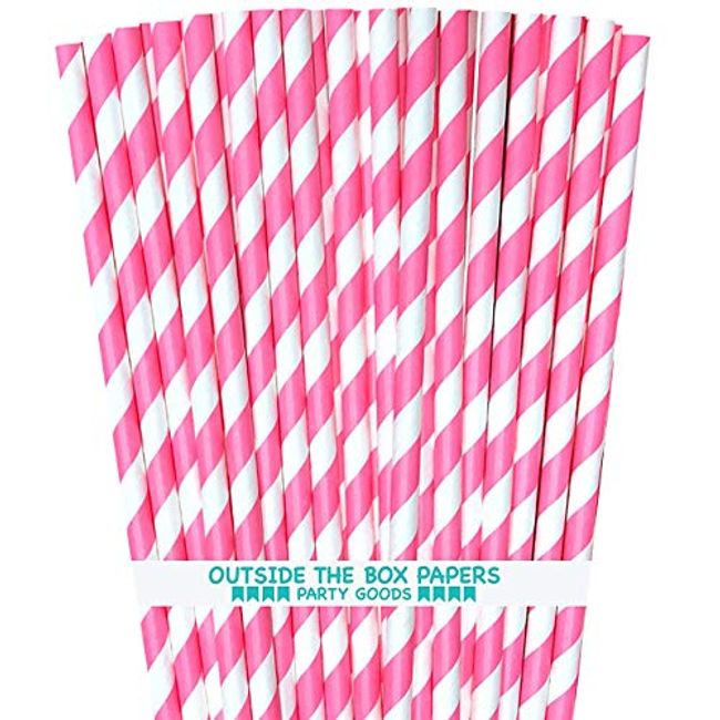 Sustainable Paper Straws Rings Pink 7.75 Inches 100 Count Box