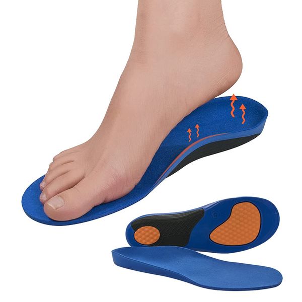 Insole, Flat Foot, Arch Support, Insole, Shock Absorption, Arch Type, Flat Feet, Insole, Arch Support, Standing, Work, Commute, School, Unisex, Adjustable Size (XS, Blue)