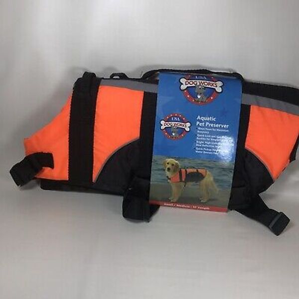 USA DOG WORKS Aquatic pet preserver Neon Orange Life Jacket Small/ Medium 14” L