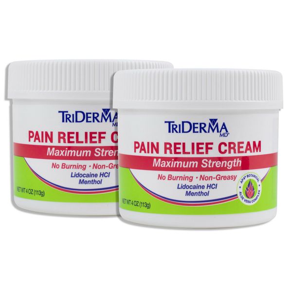 TriDerma Pain Relief Cream Value Pack (2) 4 Ounce Jars