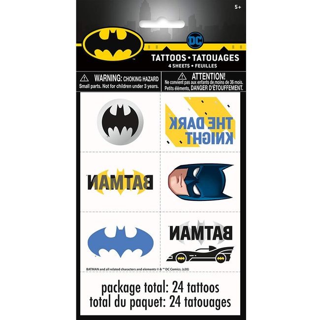 Batman Temporary Tattoos | Assorted Designs | 24 Pcs