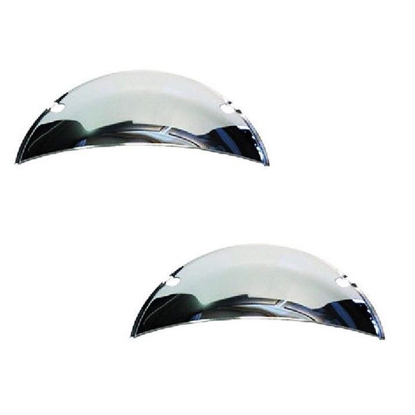 Octane Lighting 7" Chrome Steel Metal Half Moon Shields Covers Headlight Lamp Cover Pair for H6024 6014 Round Headlights - Car Truck Motorcycle (2)