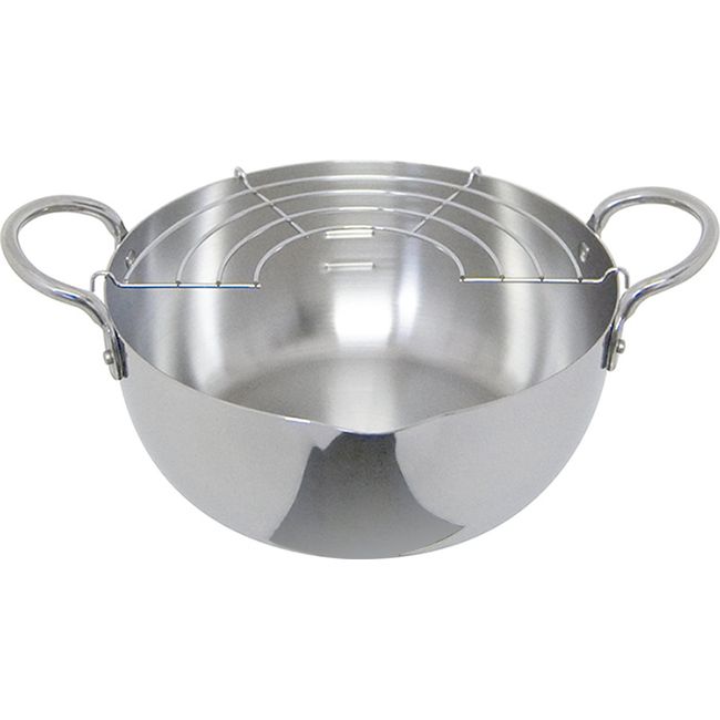 Urushiyama Metal Industries SAG-20W Deep Frying Pot with Leaker, 7.9 inches (20 cm), Induction Compatible, Stainless Steel, Made in Japan