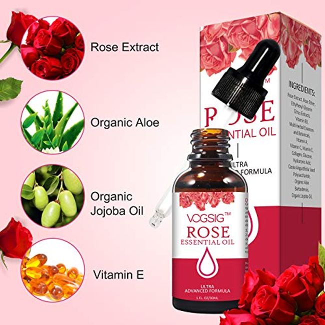 Solotree Rose Essential Oil, Face Rose Oil, Moisturizer Rose Oil, Anti Ageing & Anti Wrinkle Serum, Rose Oil for Face, Skin Care - 30ml