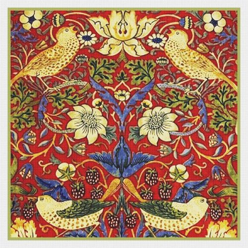 Orenco Originals William Morris Red Strawberry Thief Design Counted Cross Stitch Pattern