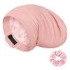 LULUSILK 100% Mulberry Silk Sleep Cap Silk Bonnet for Sleeping, No More Frizzy Tangled Hair, Stay On All Night Adjustable Silk Hair Wrap for Sleeping with Scrunchie, Pink, Pack of 1