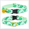Cat Bow Collar, Green Dinosaur Pattern, Quick Release Safety Buckle, (6" - 10")