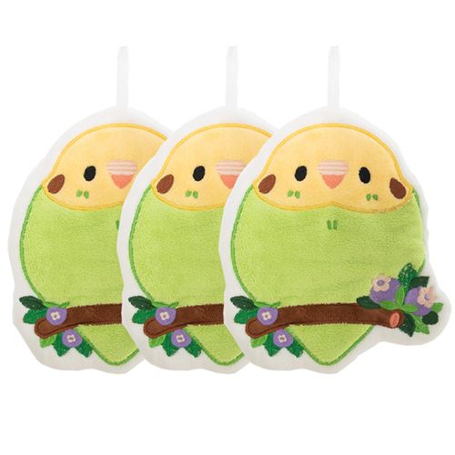 YOOSO WING Soft Absorbent Parrot Towel Sets Cute Parrot Embroidered Quick Dry Coral Fleece Hand Towels for Bathroom & Kitchen Gifts for Kids Teens Parrot Lovers Hand Towel 3 Pack (Budgie)