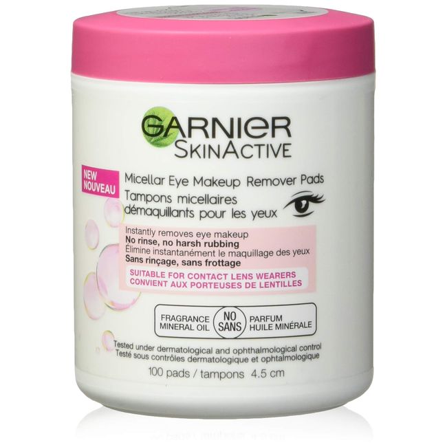 Garnier Micellar Eye Makeup Remover Pads Facial Treatment Pads, 100 Count