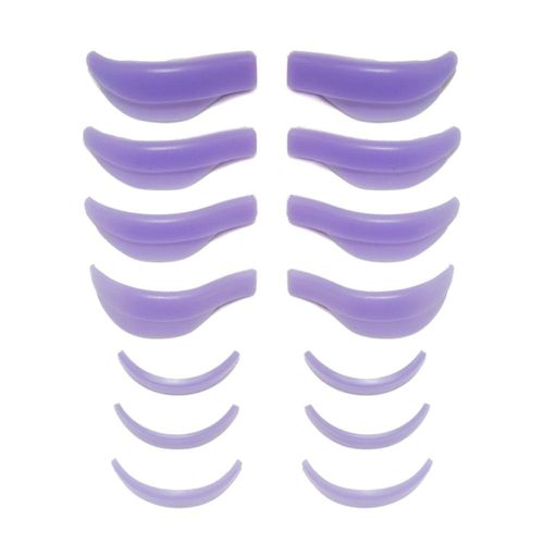 7 paia di cuscinetti in silicone per piegaciglia, laminazione, con creste incorporate, riutilizzabili, per extension (viola)